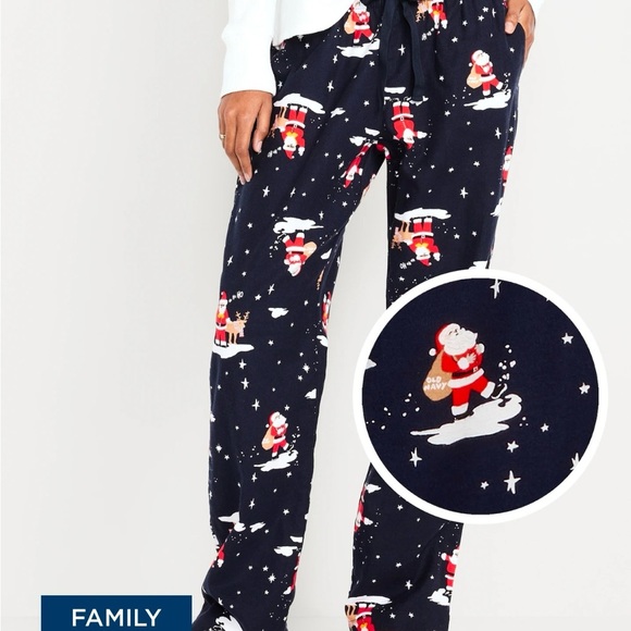 Old Navy Women's Festive Santa Pajama Pants - Dark Blue - Picture 6 of 6